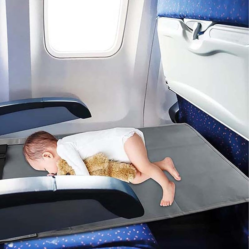 Kids Airplane Footrest Adjustable Toddler Seat Extender Portable Folding Bed For Long Flights Includes Storage Bag Grey - Image 5